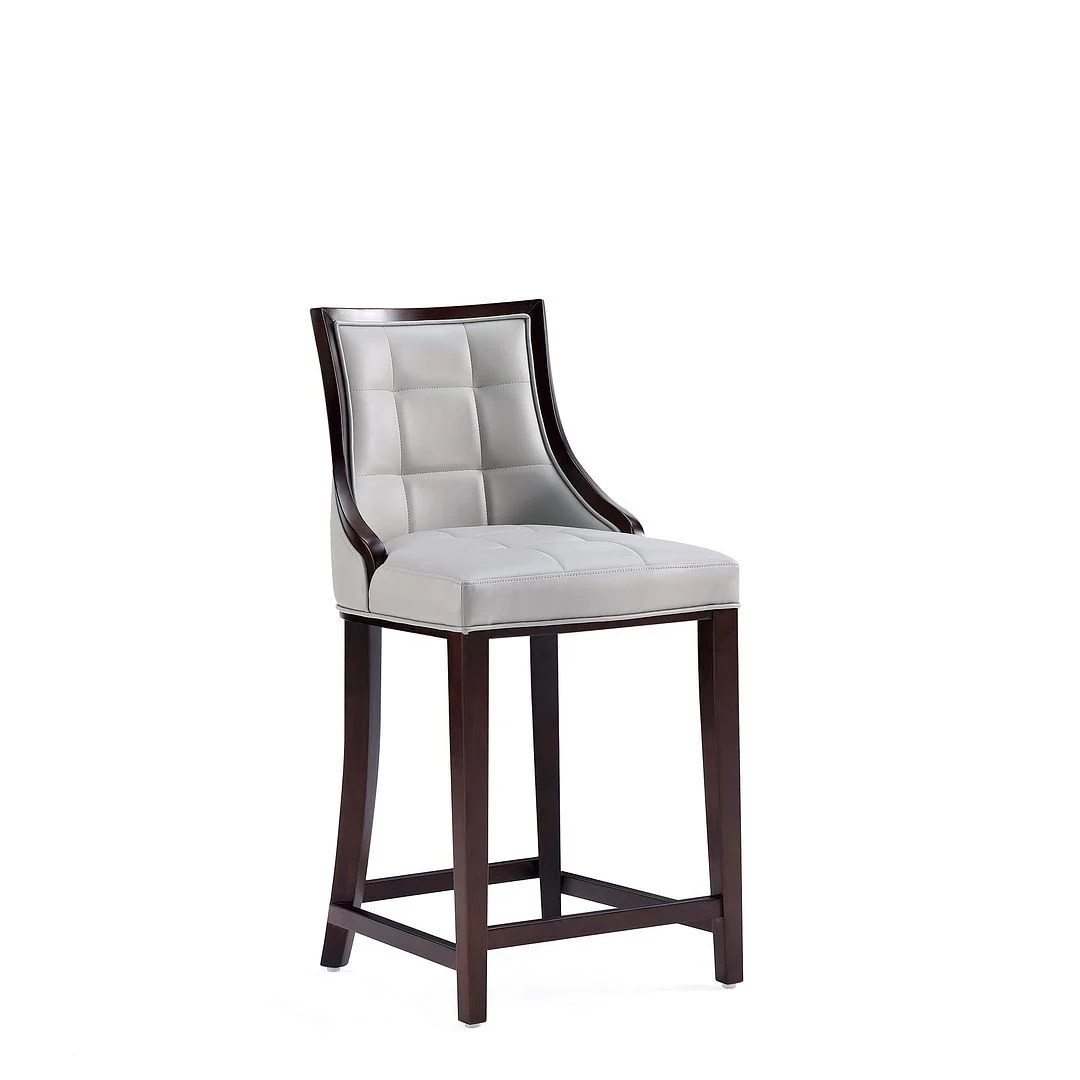 Manhattan Comfort Fifth Avenue Faux Leather Counter Stool in Pebble Grey (Set of 2) - Image 7