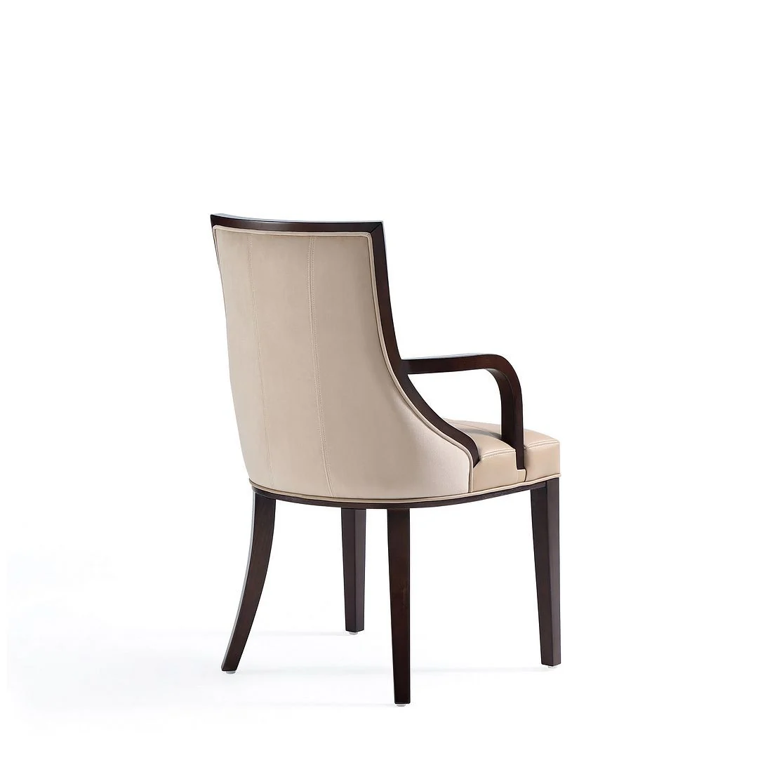 Manhattan Comfort Fifth Avenue Faux Leather Dining Armchair in Tan and Walnut (Set of 2) - Image 5