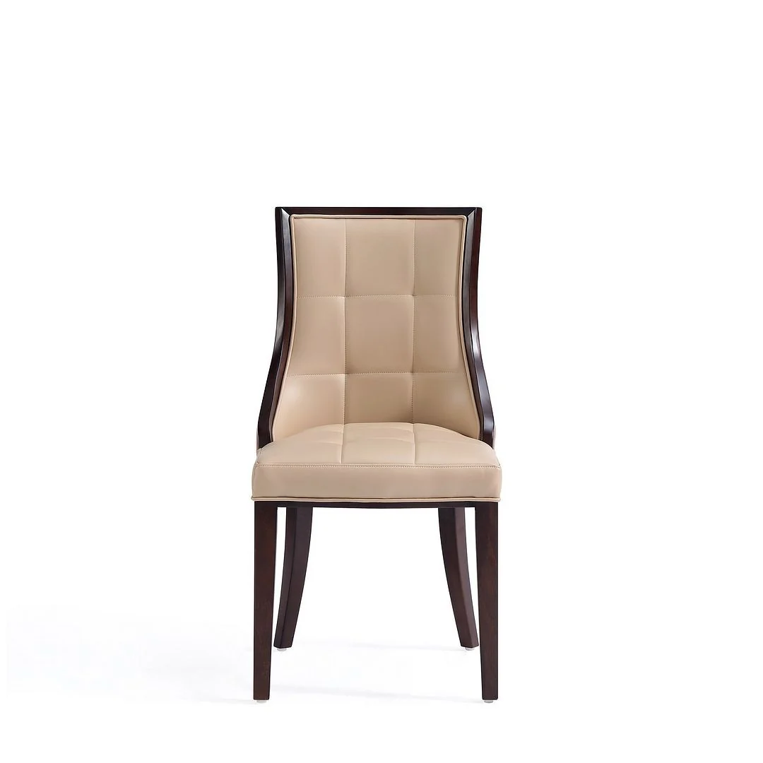 Manhattan Comfort Fifth Avenue Faux Leather Dining Chair in Tan and Walnut (Set of 4) - Image 3