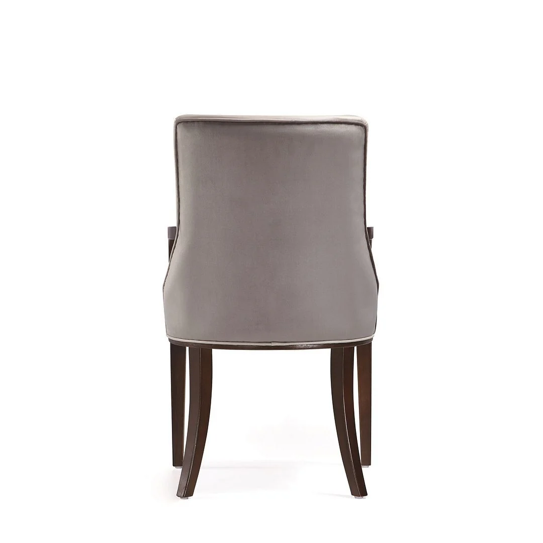 Manhattan Comfort Shubert Modern Faux Leather and Velvet Dining Armchair in Light Grey (Set of 2) - Image 7