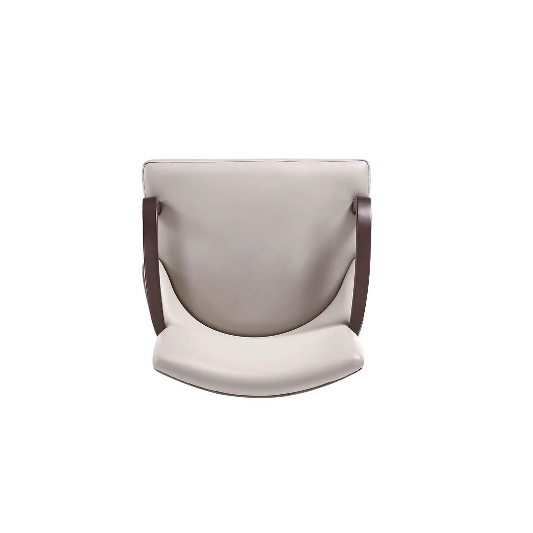 Manhattan Comfort Shubert Modern Faux Leather and Velvet Dining Armchair in Light Grey (Set of 2) - Image 8