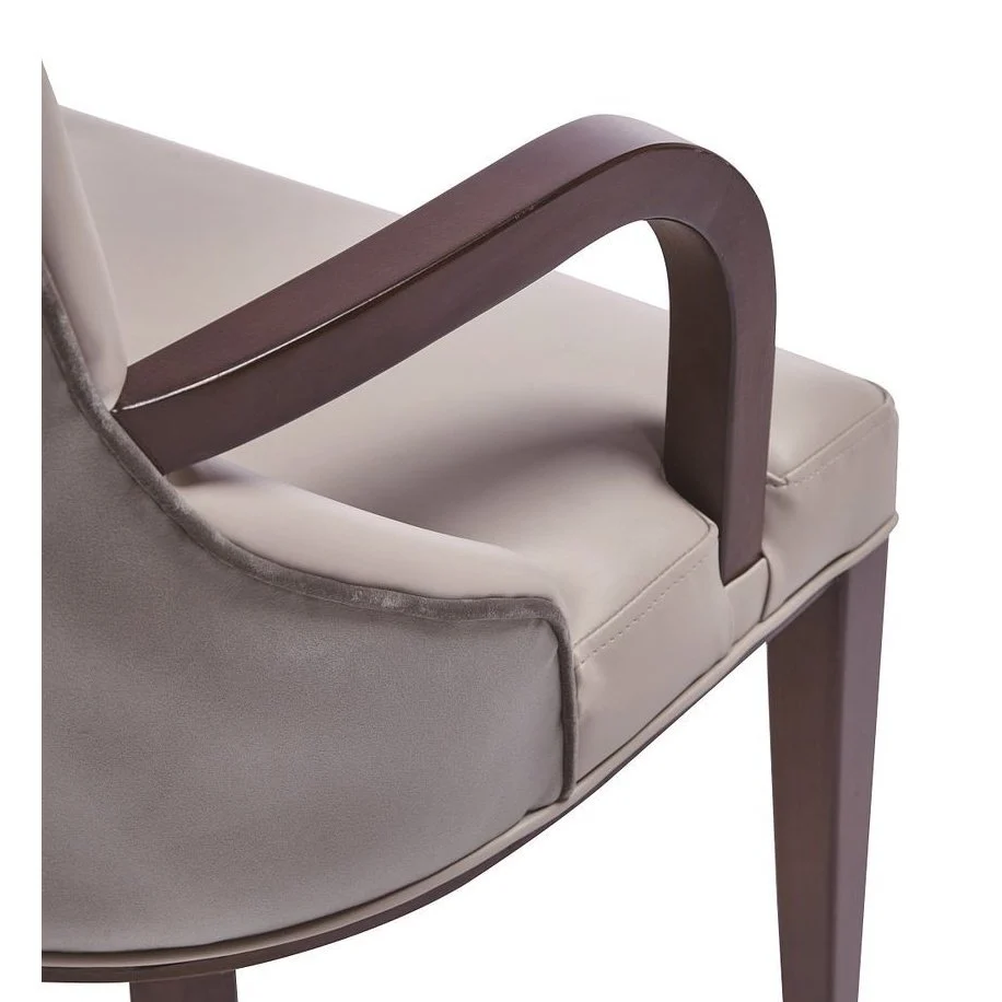 Manhattan Comfort Shubert Modern Faux Leather and Velvet Dining Armchair in Light Grey (Set of 2) - Image 9