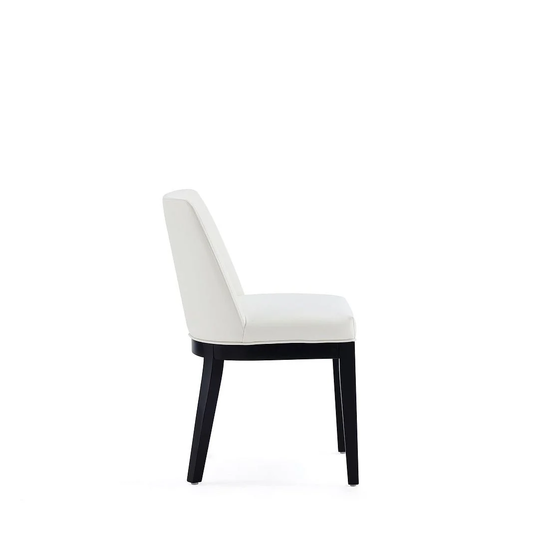Manhattan Comfort Gansevoort Modern Faux Leather Dining Chair in Cream (Set of 2) - Image 4