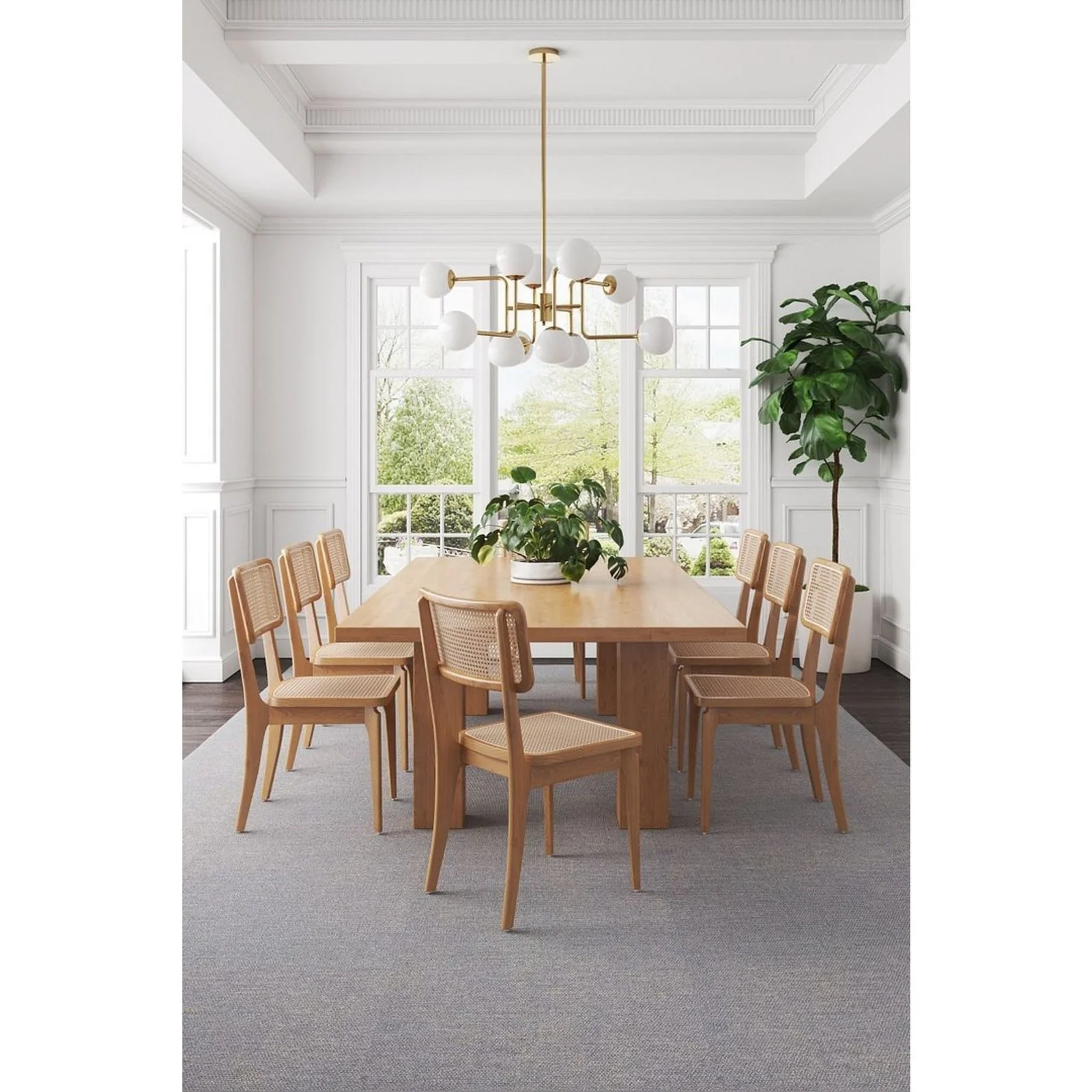 Manhattan Comfort Giverny Dining Chair in Black and Natural Cane - Set of 4 - Image 11