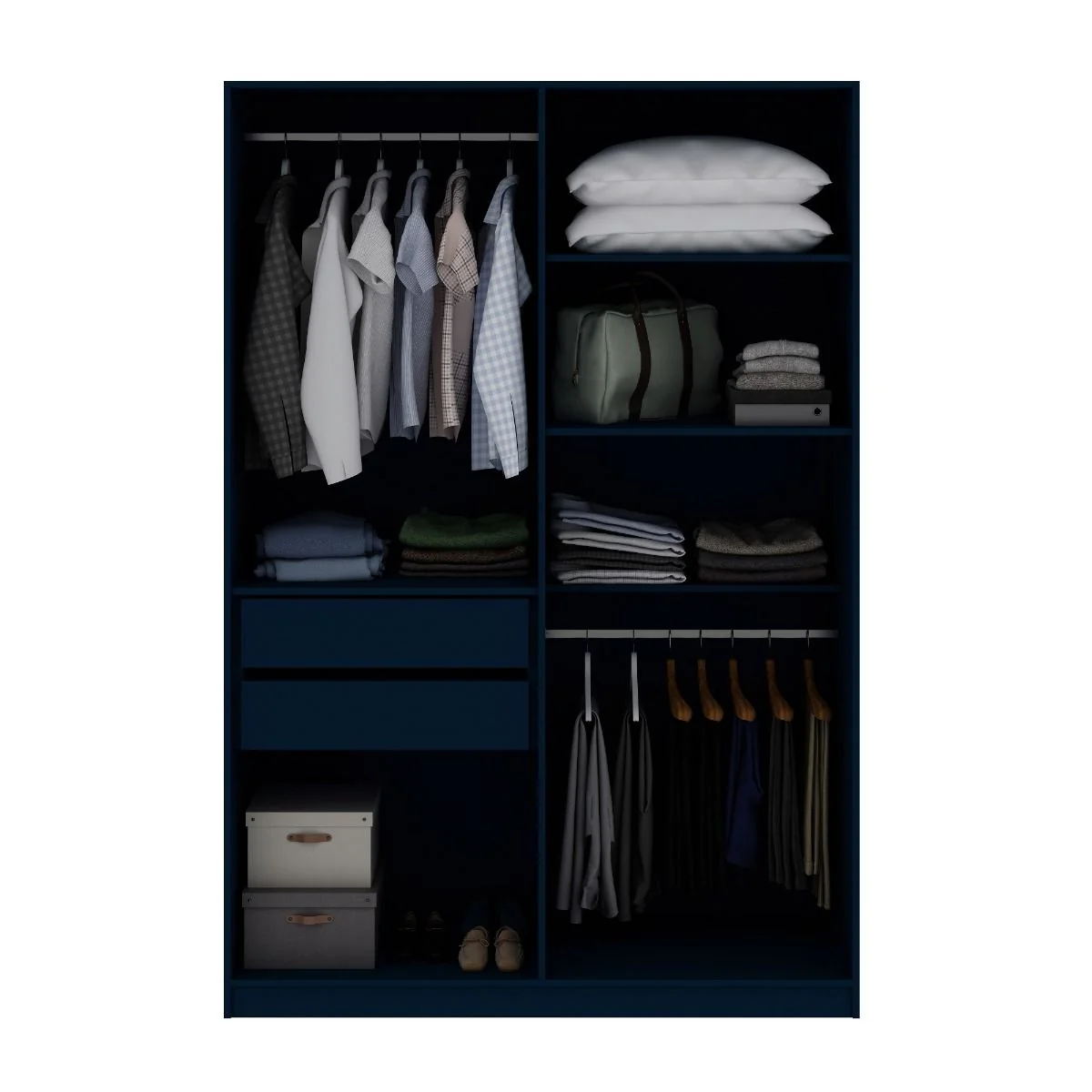 Manhattan Comfort Gramercy Modern 2-Section Freestanding Wardrobe Armoire Closet in White - Image 19