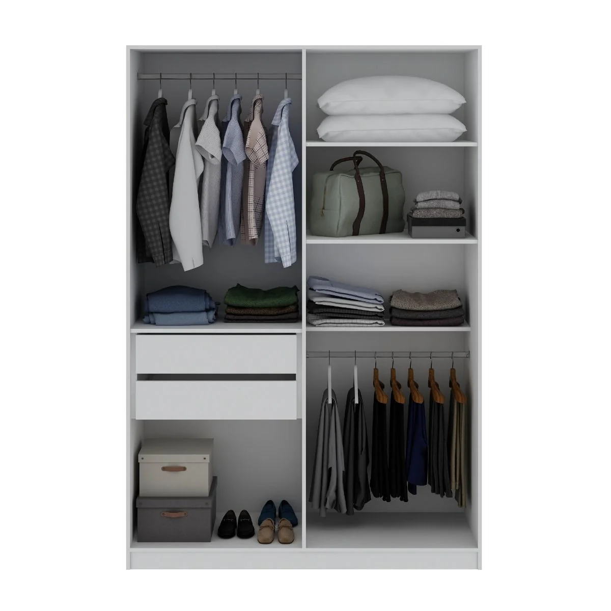 Manhattan Comfort Gramercy Modern 2-Section Freestanding Wardrobe Armoire Closet in White - Image 9