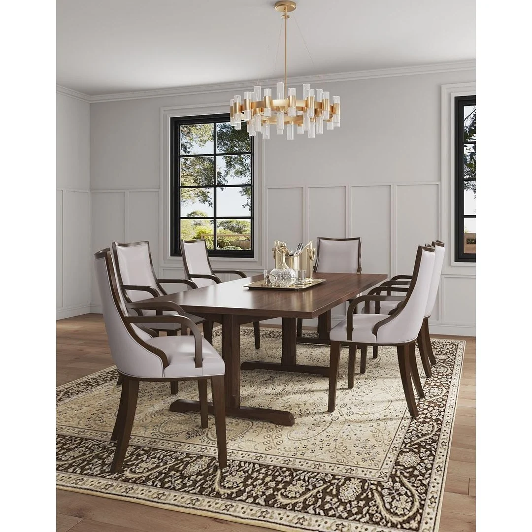 Manhattan Comfort Grand Faux Leather Dining Armchair in Tan with Beech Wood Frame (Set of 2) - Image 5