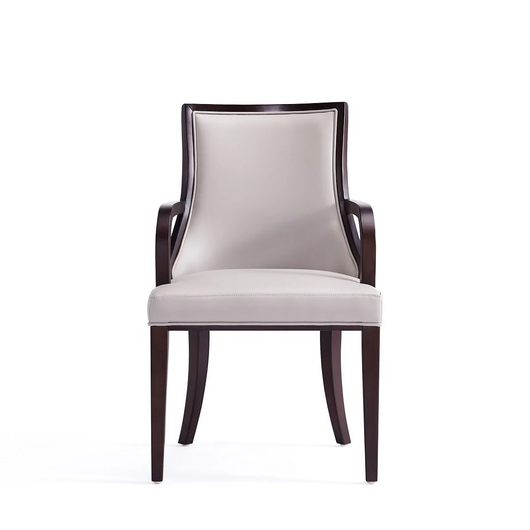 Manhattan Comfort Grand Faux Leather Dining Armchair in Tan with Beech Wood Frame (Set of 2) - Image 7