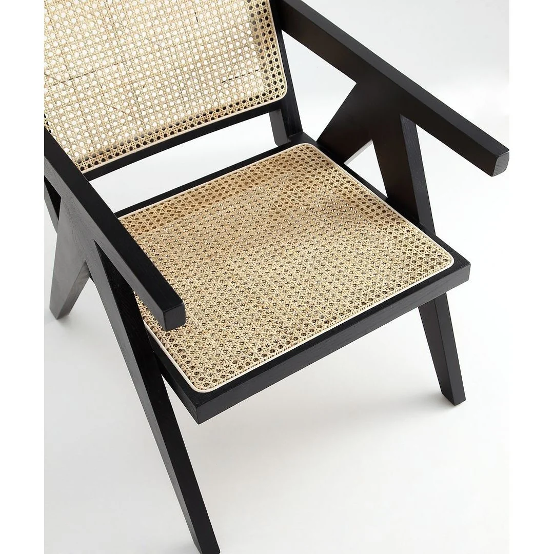 Manhattan Comfort Hamlet Accent Chair in Black and Natural Cane - Set of 2 - Image 8