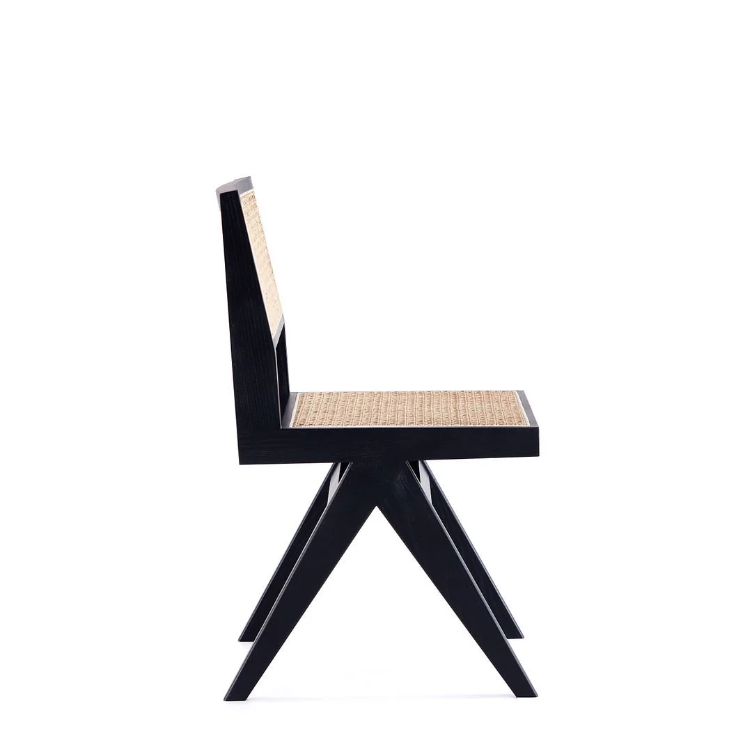 Manhattan Comfort Hamlet Dining Chair in Black and Natural Cane - Set of 4 - Image 4