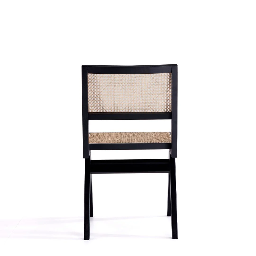 Manhattan Comfort Hamlet Dining Chair in Black and Natural Cane - Set of 4 - Image 6