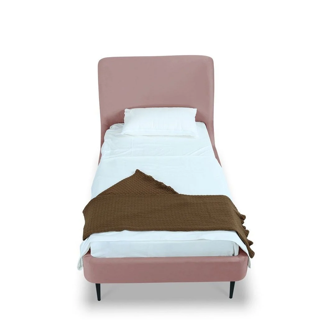Manhattan Comfort Heather Velvet Twin Bed in Cream with Black Legs - Image 20