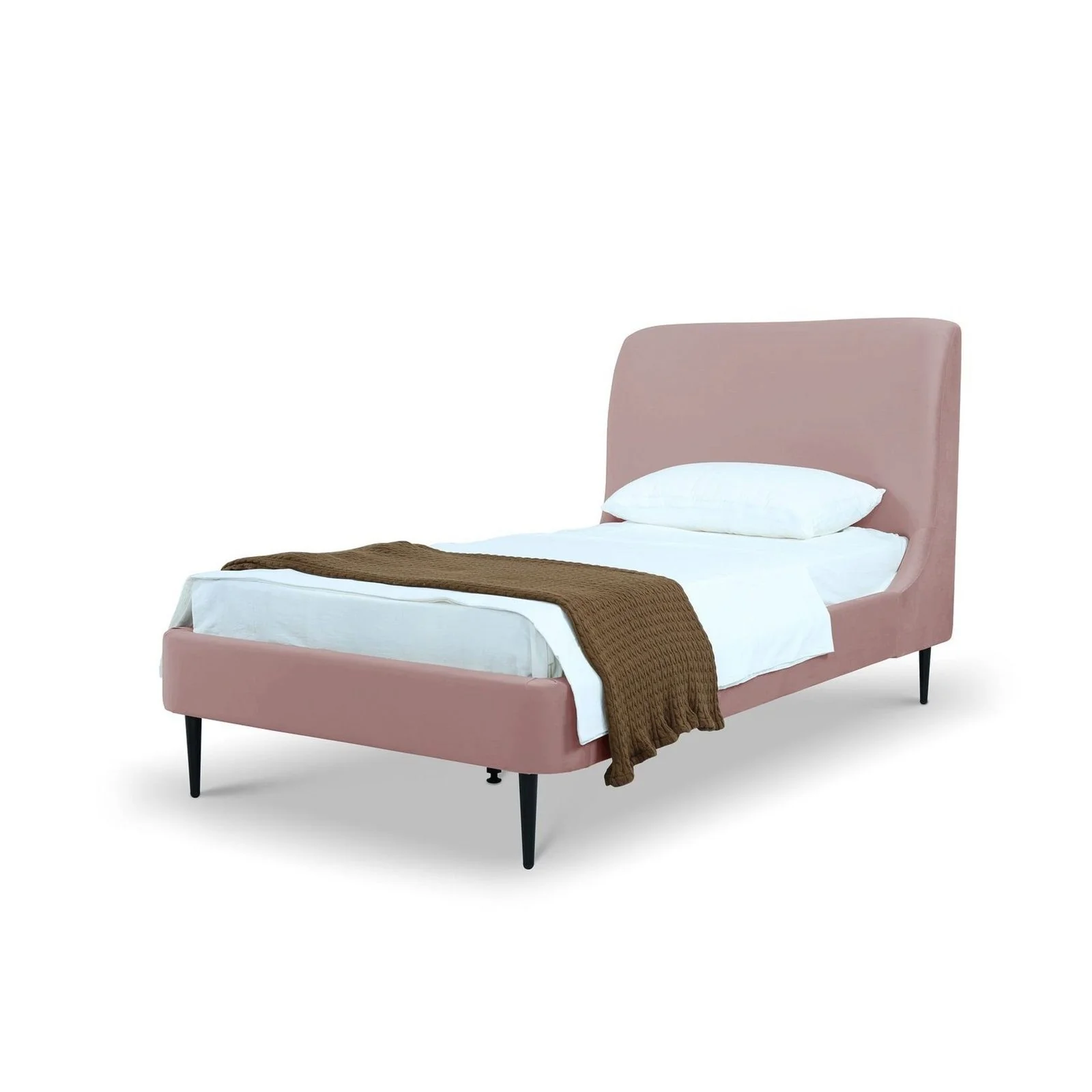 Manhattan Comfort Heather Velvet Twin Bed in Cream with Black Legs - Image 22