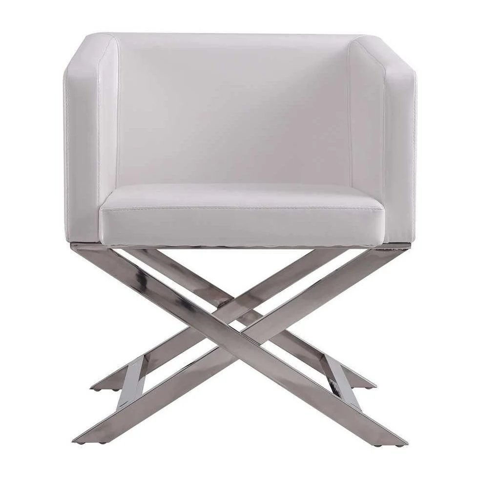 Manhattan Comfort Hollywood Black and Polished Chrome Faux Leather Lounge Accent Chair (Set of 2) - Image 9