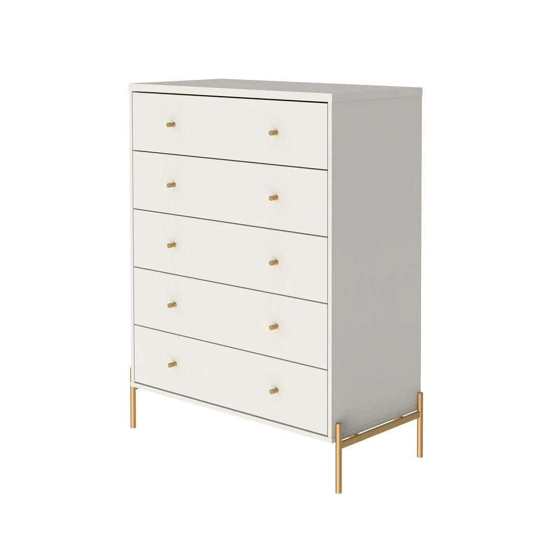 Manhattan Comfort Jasper Full Extension Tall Dresser and Double Wide Dresser Set of 2 in White Gloss - Image 25