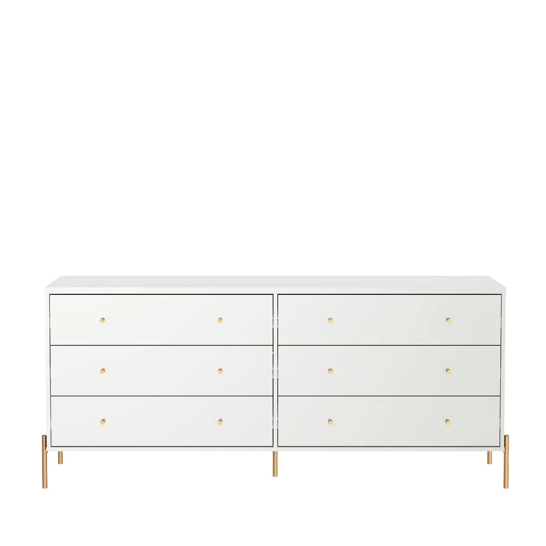 Manhattan Comfort Jasper Full Extension Tall Dresser and Double Wide Dresser Set of 2 in White Gloss - Image 4