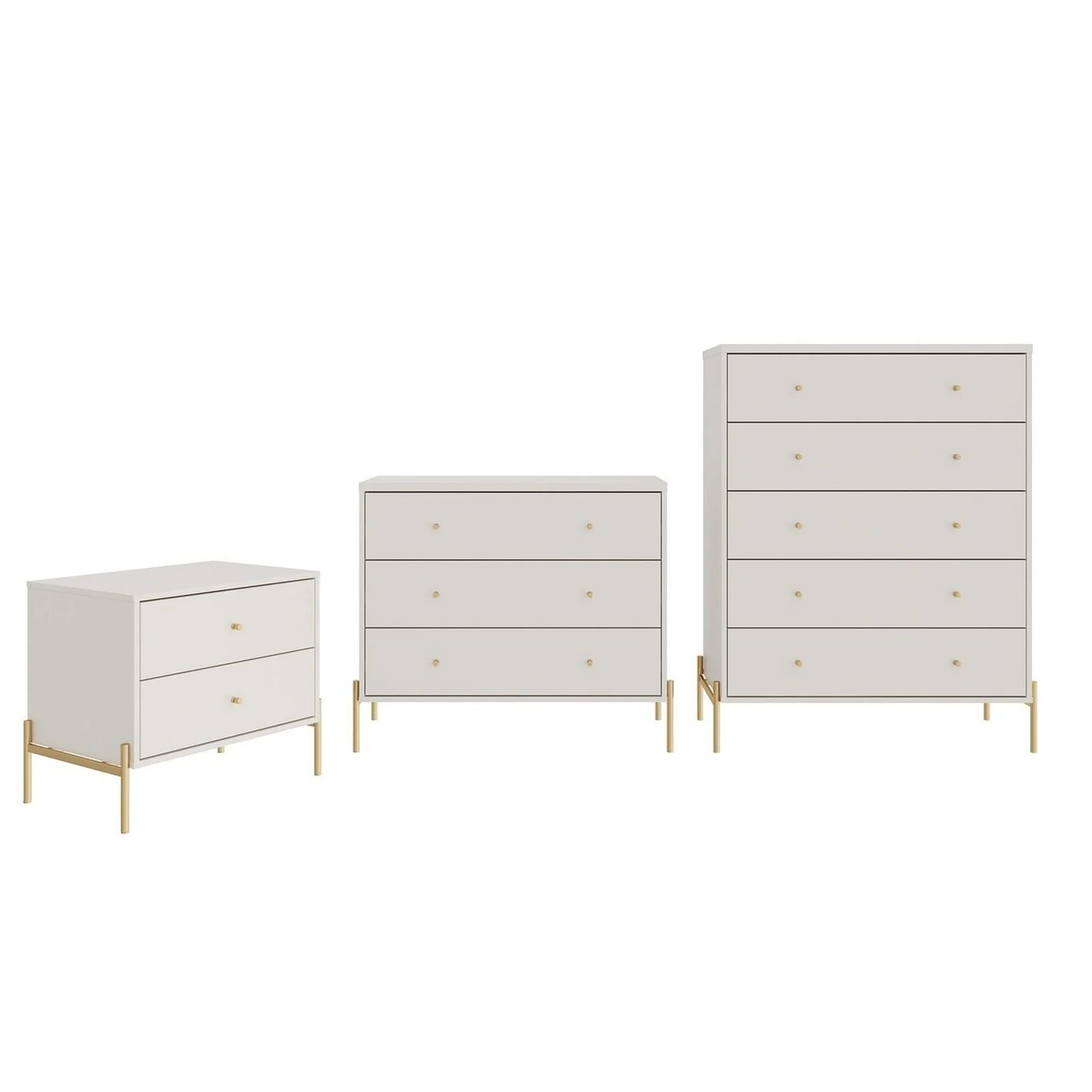 Manhattan Comfort Jasper Full Extension Tall Dresser, Classic Dresser and Nightstand Set of 3 in White Gloss - Image 22