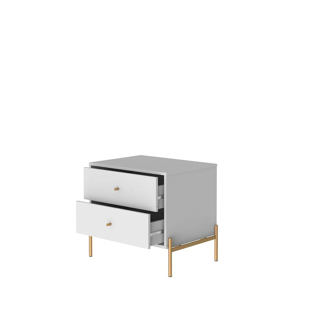 Manhattan Comfort Jasper Full Extension Tall Dresser, Classic Dresser and Nightstand Set of 3 in White Gloss - Image 7