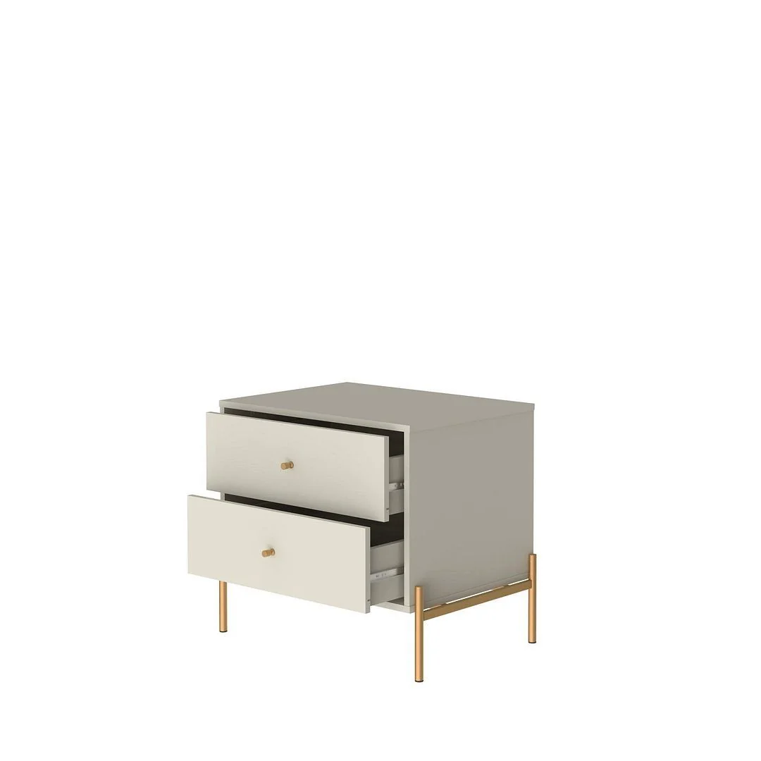 Manhattan Comfort Jasper Full Extension Tall Dresser, Double Wide Dresser and Nightstand Set of 3 in White Gloss - Image 27
