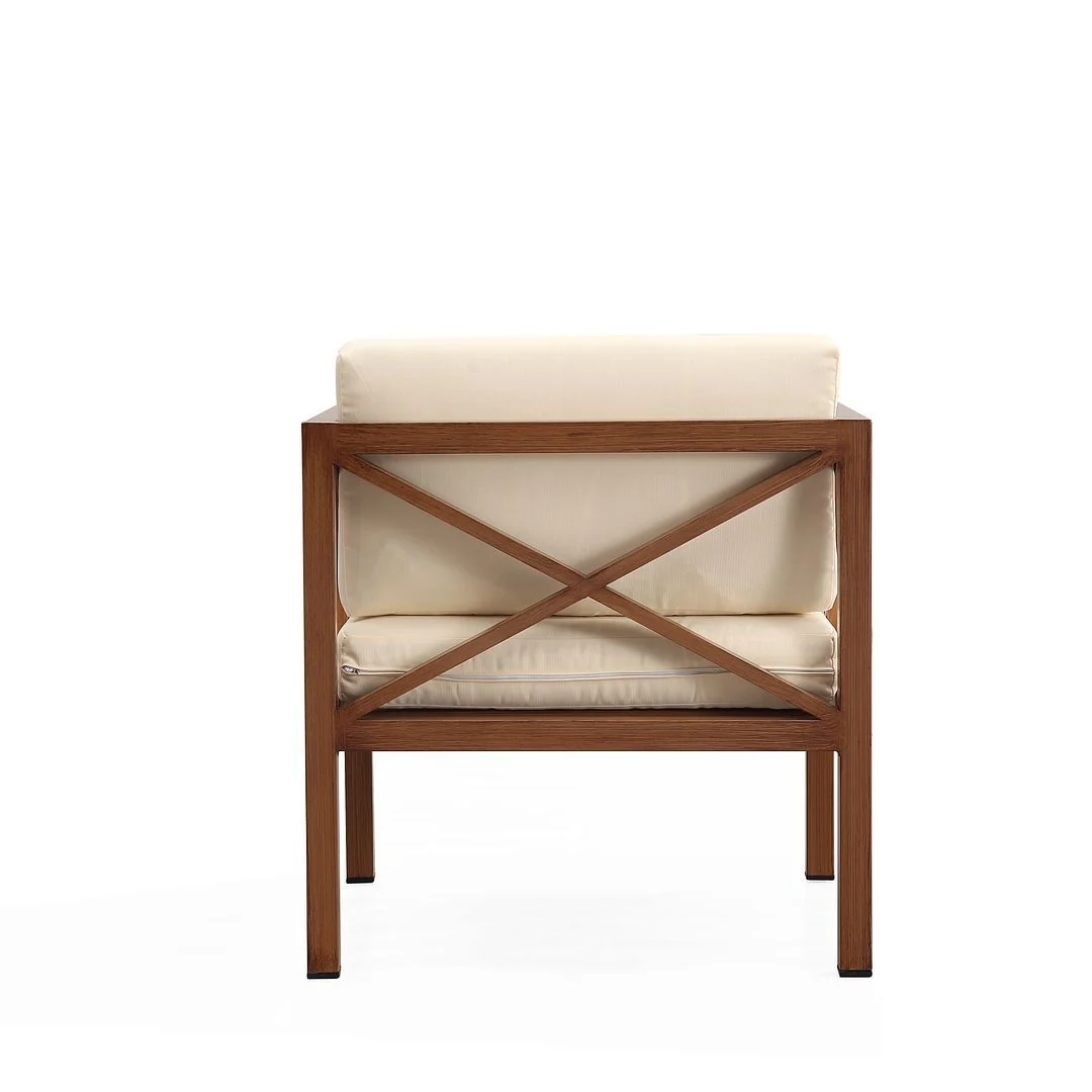 Manhattan Comfort Kingsbay Outdoor Patio Conversation Set in Brown and Cream - Image 6
