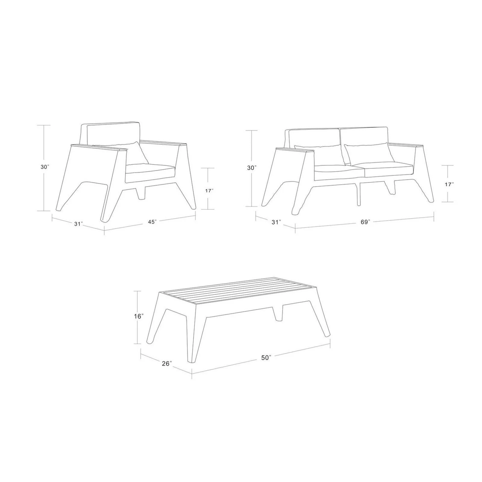 Manhattan Comfort Kingsbay Outdoor Patio Conversation Set in Brown and Cream - Image 9