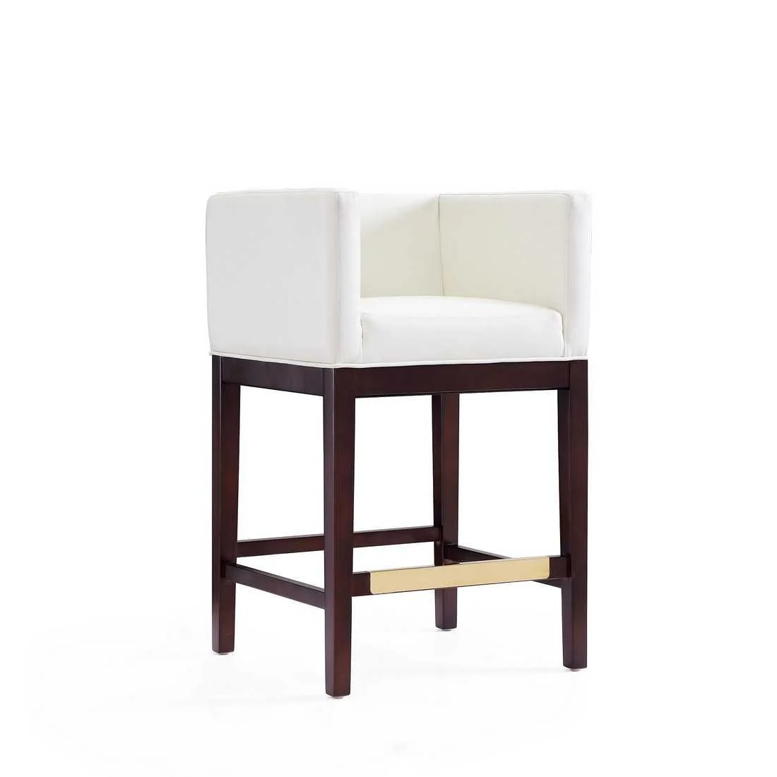 Manhattan Comfort Kingsley 34 in. Ivory and Dark Walnut Beech Wood Counter Height Bar Stool (Set of 3) - Image 2