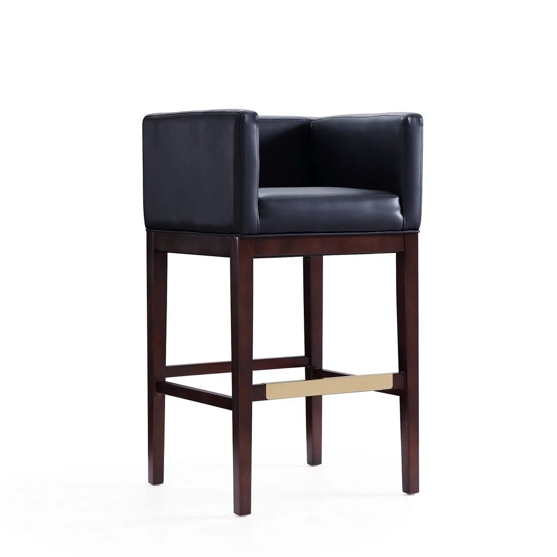 Manhattan Comfort Kingsley 38 in. Black and Dark Walnut Beech Wood Barstool (Set of 3) - Image 3