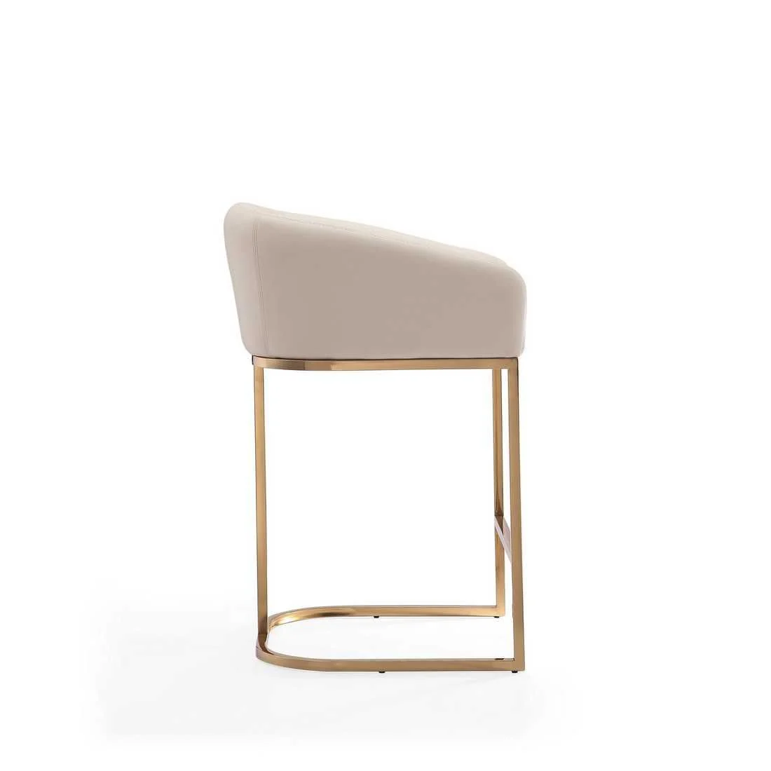 Manhattan Comfort Louvre 36 in. Cream and Titanium Gold Stainless Steel Counter Height Bar Stool (Set of 3) - Image 5