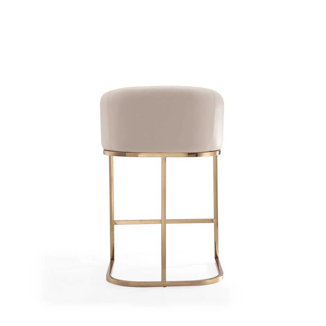 Manhattan Comfort Louvre 36 in. Cream and Titanium Gold Stainless Steel Counter Height Bar Stool (Set of 3) - Image 7