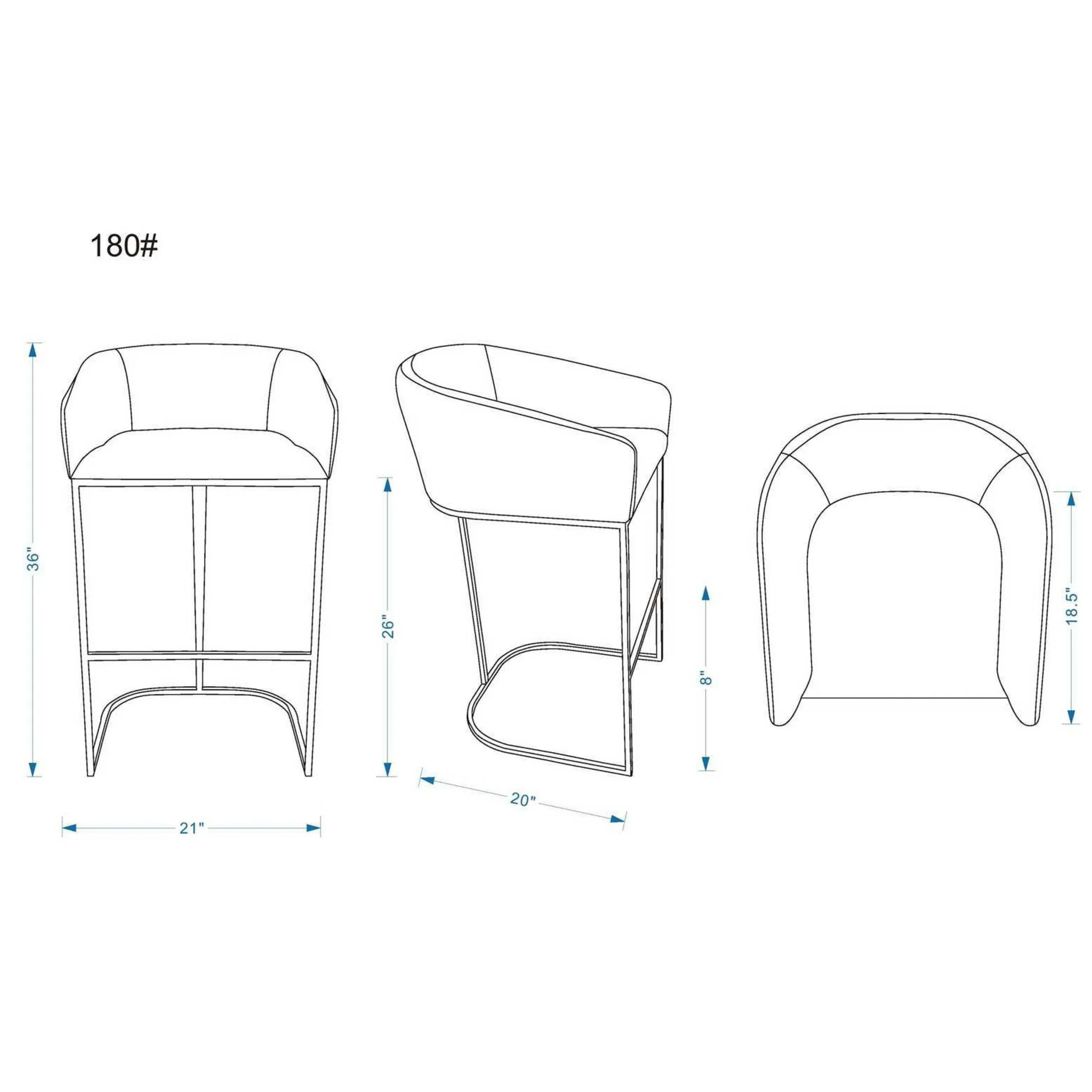 Manhattan Comfort Louvre 36 in. Cream and Titanium Gold Stainless Steel Counter Height Bar Stool (Set of 3) - Image 8
