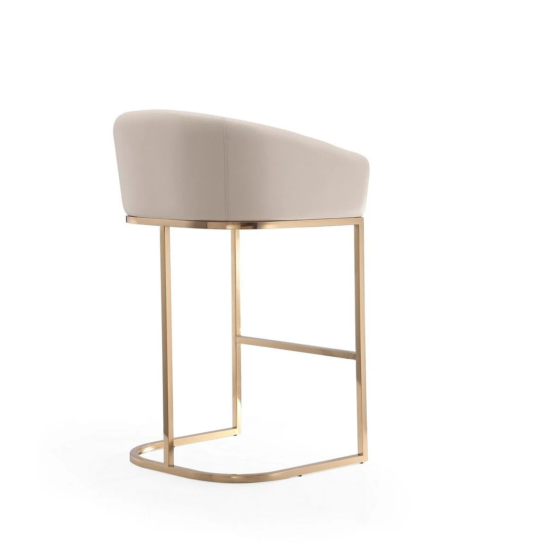 Manhattan Comfort Louvre 40 in. Cream and Titanium Gold Stainless Steel Barstool (Set of 3) - Image 6
