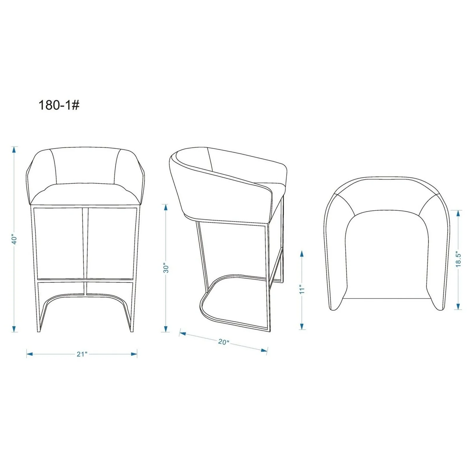 Manhattan Comfort Louvre 40 in. Cream and Titanium Gold Stainless Steel Barstool (Set of 3) - Image 8