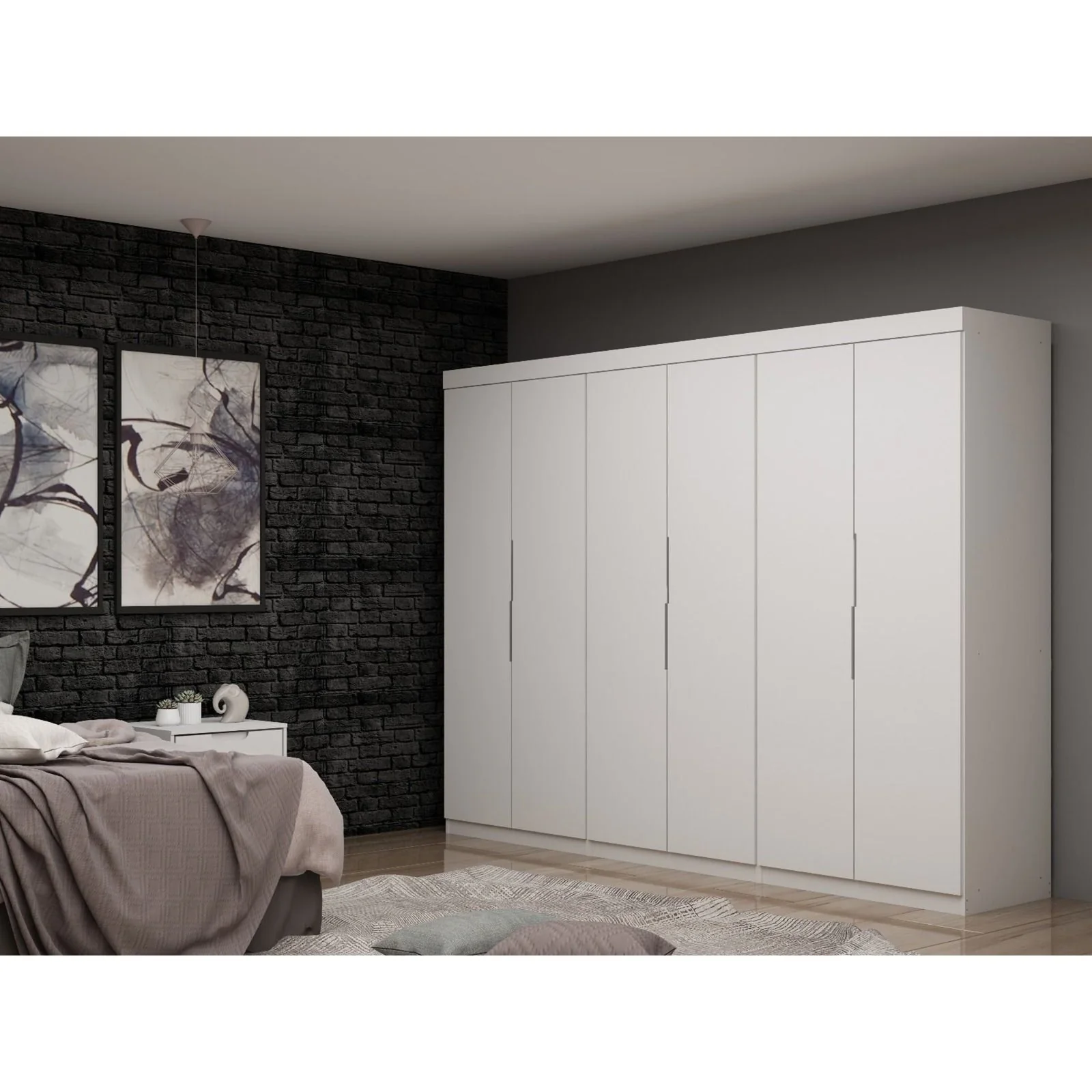 Manhattan Comfort Mulberry 2.0 Modern 3 Sectional Wardrobe Closet with 6 Drawers - Set of 3 in White - Image 2