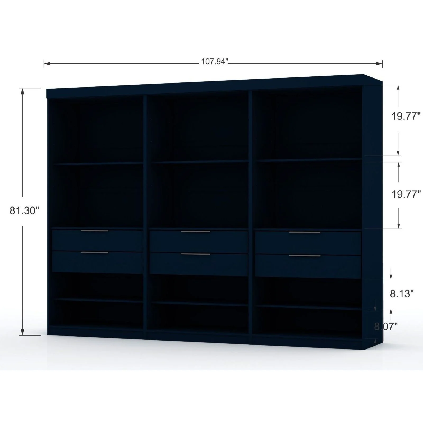 Manhattan Comfort Mulberry 2.0 Modern 3 Sectional Wardrobe Closet with 6 Drawers - Set of 3 in White - Image 29