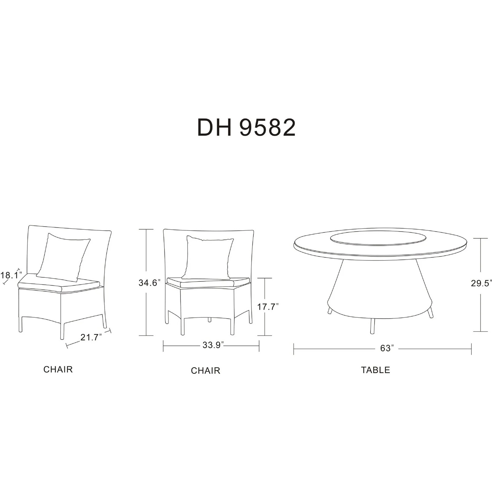 Manhattan Comfort Nightingdale Black 7-Piece Rattan Outdoor Dining Set with Cream and White Cushions - Image 12