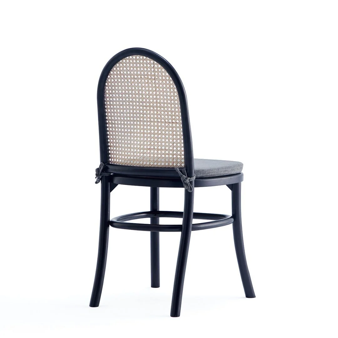 Manhattan Comfort Paragon Dining Chair 1.0 with Grey Cushions in Black and Cane - Set of 4 - Image 5