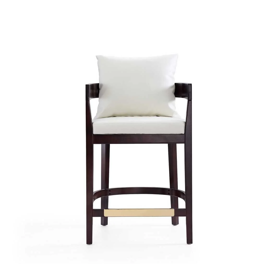 Manhattan Comfort Ritz 34 in. Ivory and Dark Walnut Beech Wood Counter Height Bar Stool (Set of 3) - Image 2