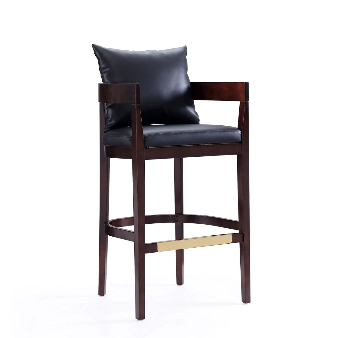 Manhattan Comfort Ritz 38 in. Black and Dark Walnut Beech Wood Barstool (Set of 3) - Image 12