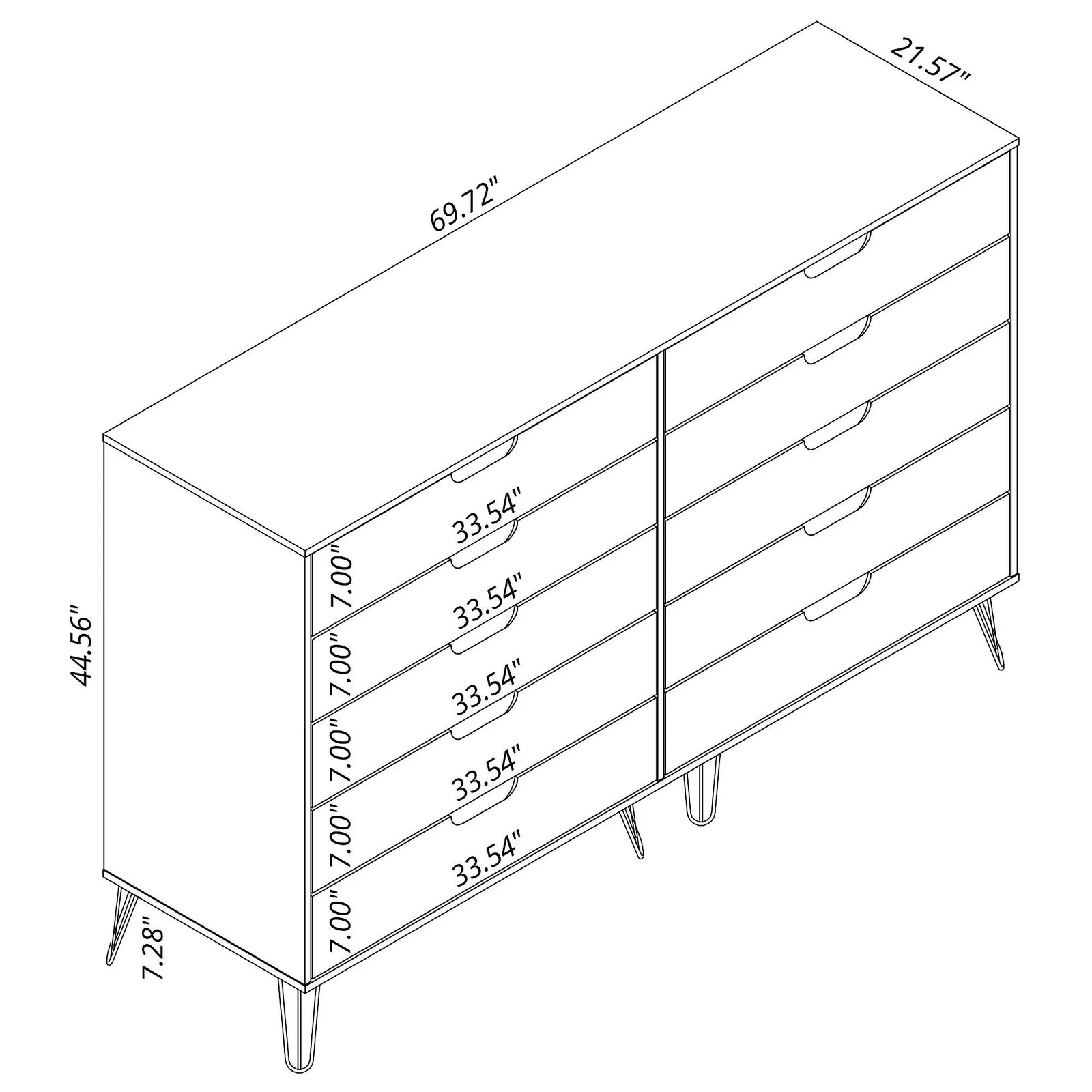 Manhattan Comfort Rockefeller 3-Piece White Dresser and Nightstand Set - Image 28