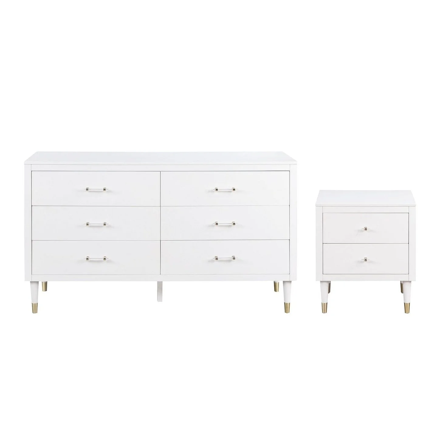 Manhattan Comfort Stanton 2-Piece Modern Dresser and Nightstand Set with Full Extension Drawers and Solid Wood Legs in White - Image 12