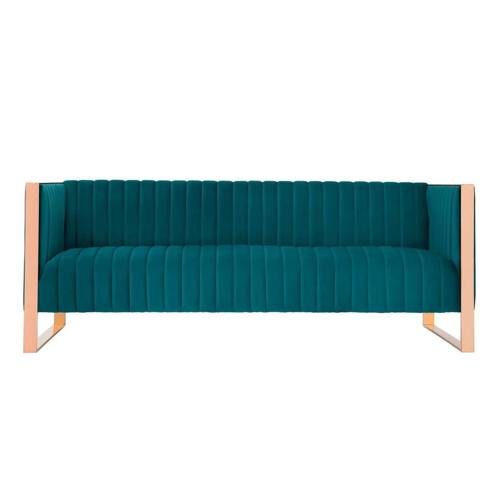 Manhattan Comfort Trillium 3-Piece Teal and Gold Sofa and Armchair Set - Image 2