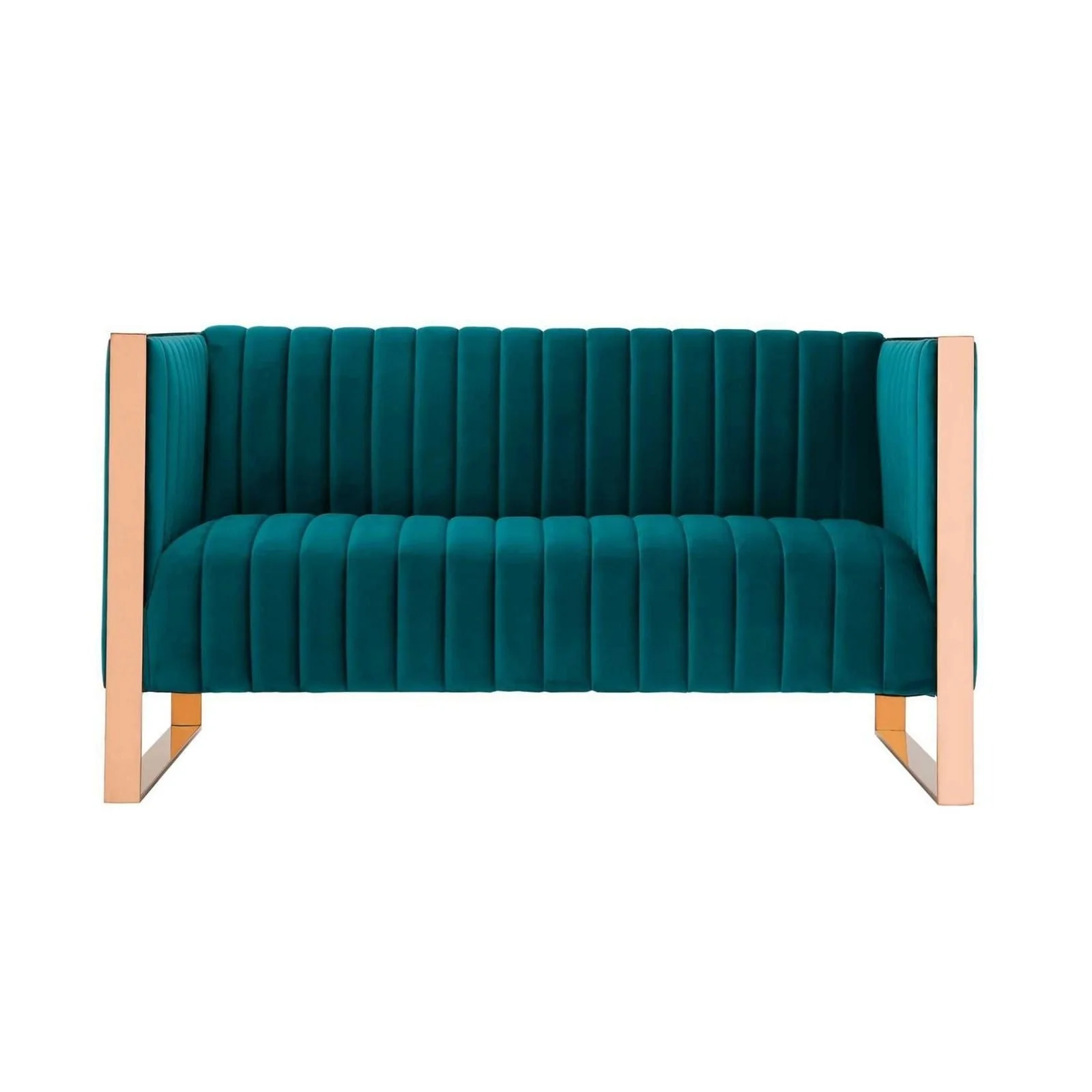 Manhattan Comfort Trillium 3-Piece Teal and Gold Sofa, Loveseat and Armchair - Image 3