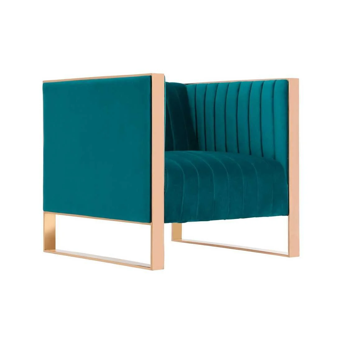 Manhattan Comfort Trillium Teal and Gold Velvet Accent Chair (Set of 2) - Image 3