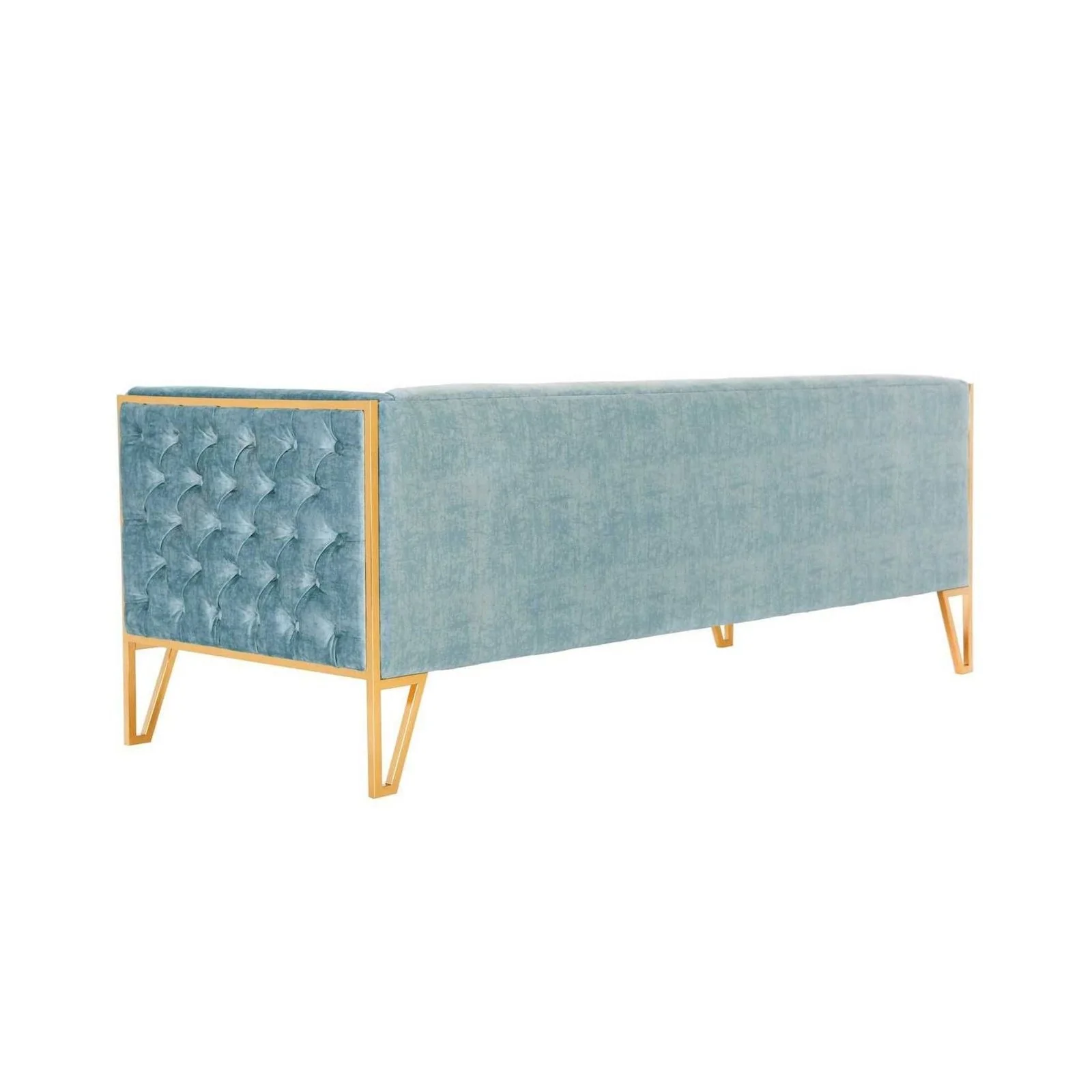 Manhattan Comfort Vector 81.5 in. Grey and Gold Velvet 3-Seat Sofa - Image 10