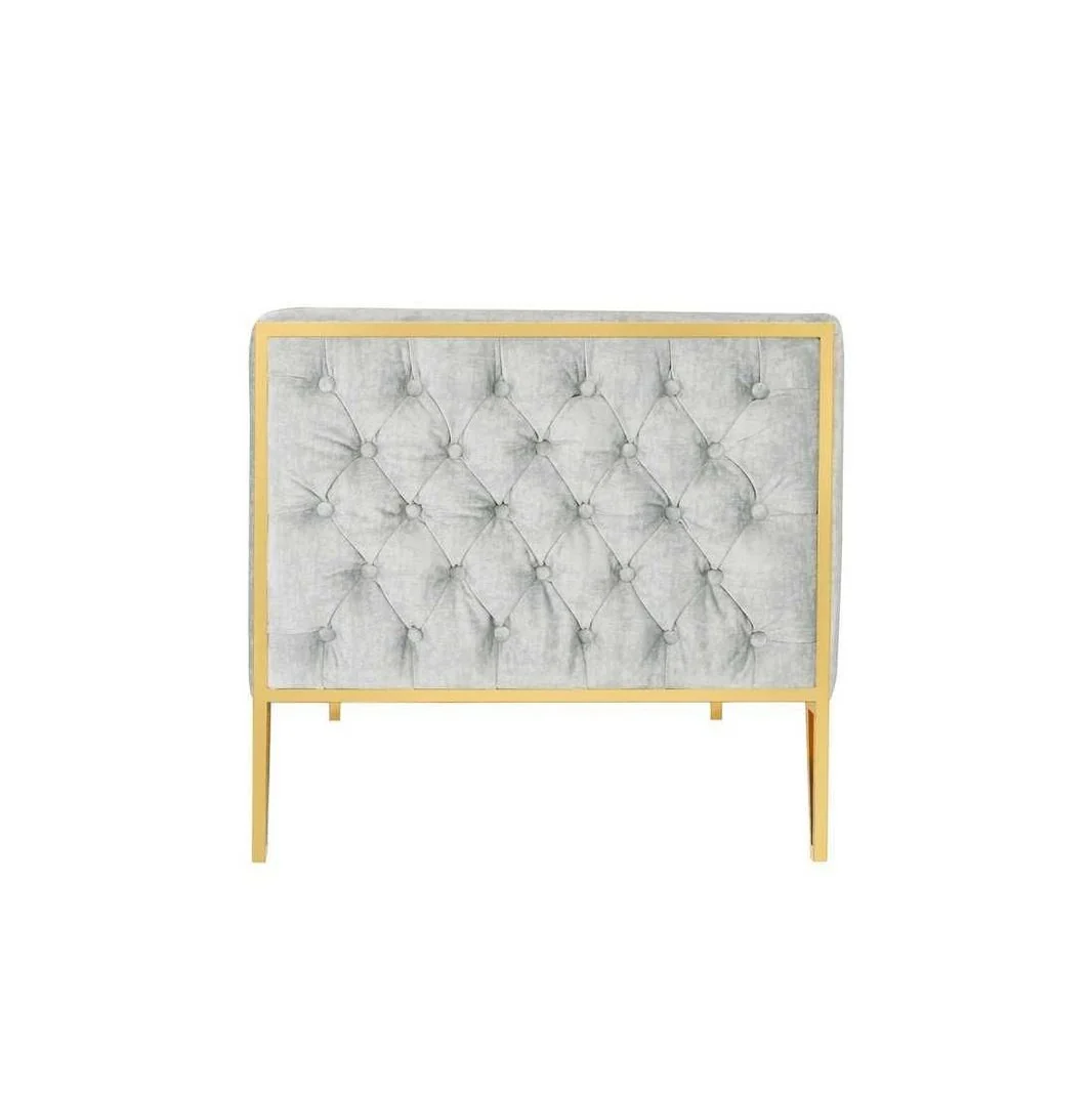 Manhattan Comfort Vector 81.5 in. Grey and Gold Velvet 3-Seat Sofa - Image 5