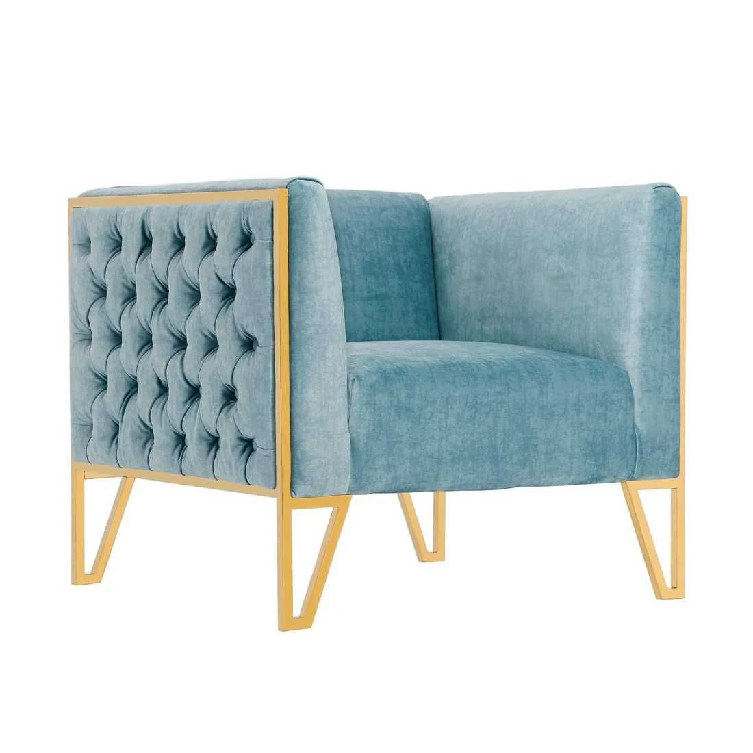 Manhattan Comfort Vector Grey and Gold Velvet Accent Chair (Set of 2) - Image 10