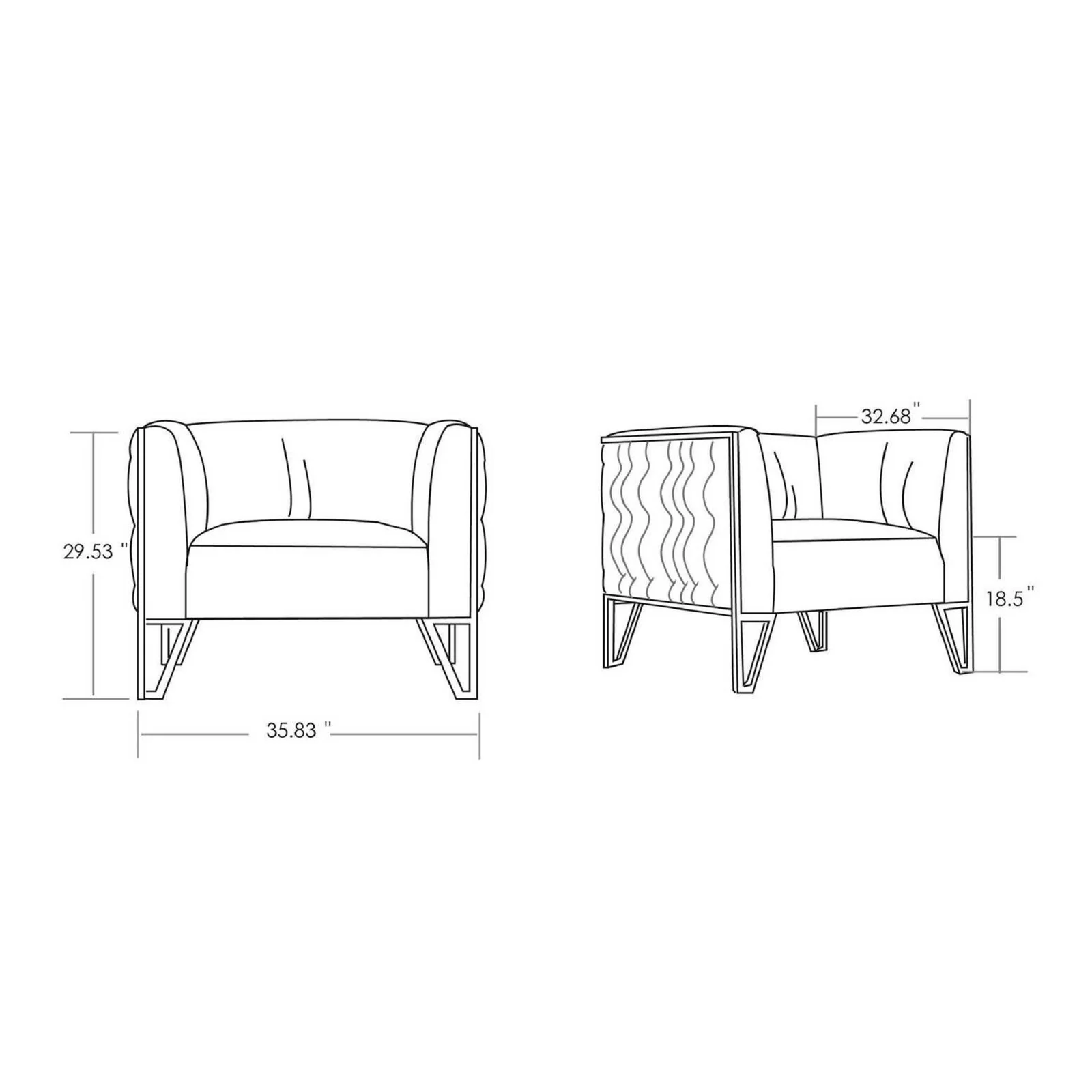 Manhattan Comfort Vector Grey and Gold Velvet Accent Chair (Set of 2) - Image 14