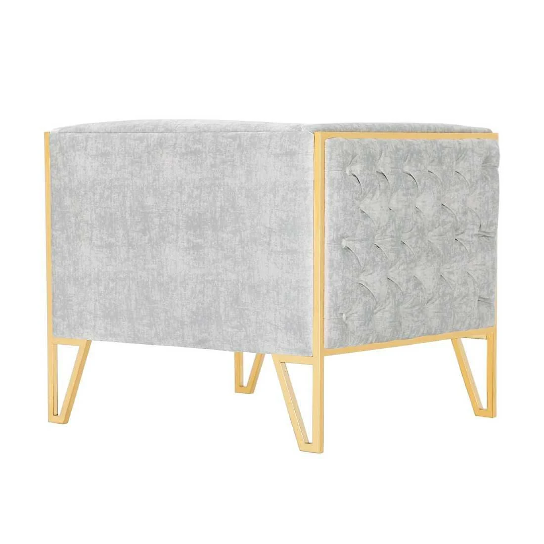 Manhattan Comfort Vector Grey and Gold Velvet Accent Chair (Set of 2) - Image 5