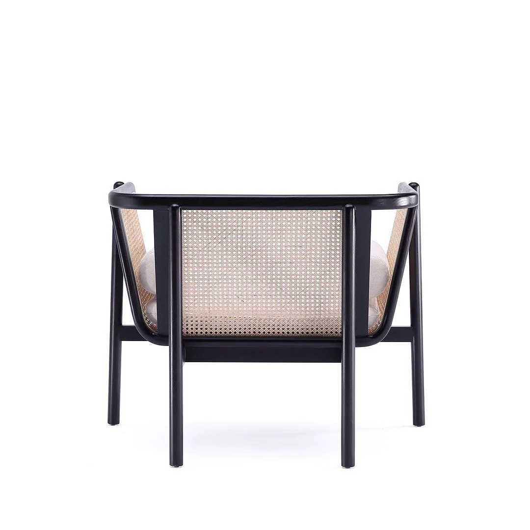 Manhattan Comfort Versailles Accent Chair in Black, Natural Cane and Cream - Set of 2 - Image 7