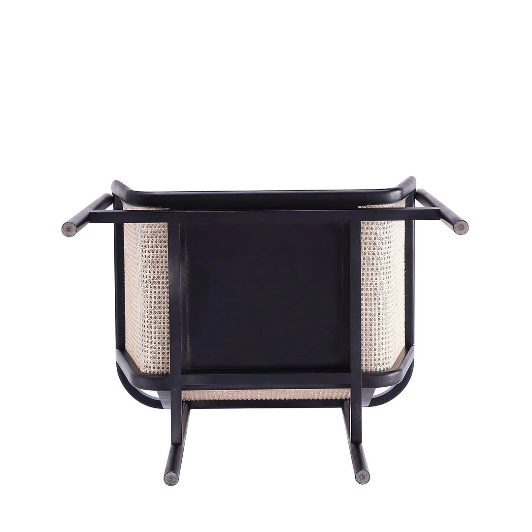 Manhattan Comfort Versailles Accent Chair in Black, Natural Cane and Cream - Set of 2 - Image 9